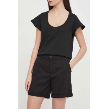 United Colors of Benetton pantaloni scurti femei, culoarea negru, neted, high waist