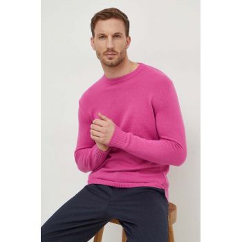 United Colors of Benetton pulover din amestec de lana barbati, culoarea roz, light de firma original