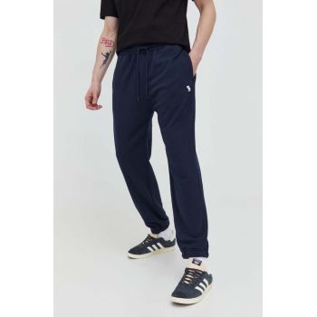 Abercrombie & Fitch pantaloni de trening culoarea albastru marin, neted de firma originali