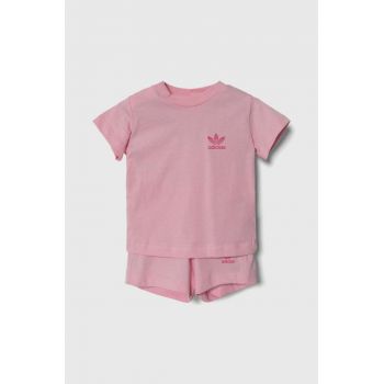 adidas Originals set de bumbac pentru bebelusi culoarea roz