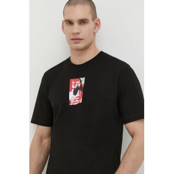Diesel tricou din bumbac bărbați, culoarea negru, cu imprimeu A12458.0BEAF de firma original