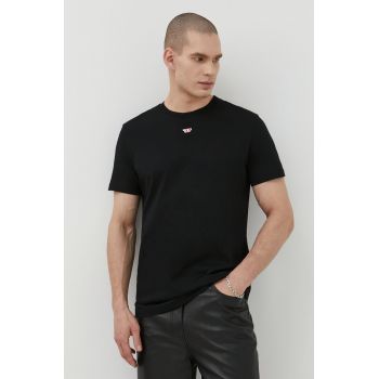 Diesel tricou din bumbac bărbați, culoarea negru, cu imprimeu A04081.0GRAI de firma original