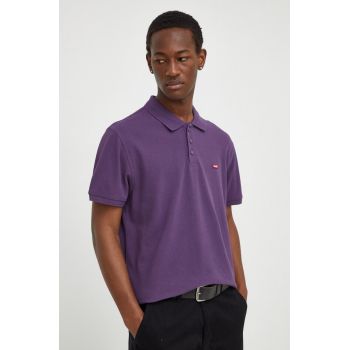 Levi's polo de bumbac culoarea violet, neted de firma original