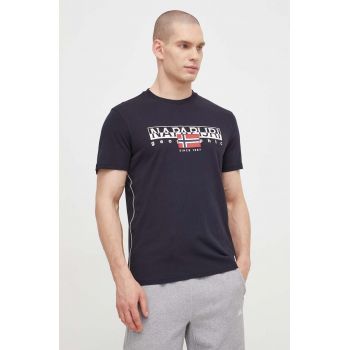 Napapijri tricou din bumbac barbati, culoarea negru, cu imprimeu