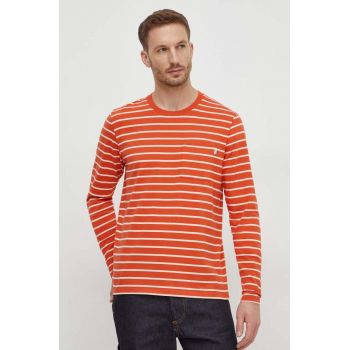Pepe Jeans longsleeve din bumbac Costa culoarea portocaliu, modelator ieftin