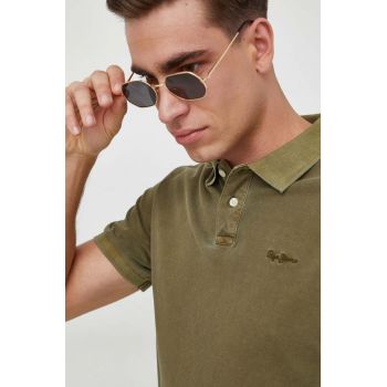 Pepe Jeans polo de bumbac culoarea verde, neted