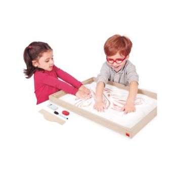Tava multi-senzoriala mare Montessori pentru terapie, desen si prescriere, nisip inclus