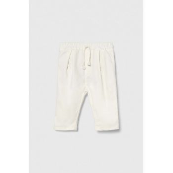 United Colors of Benetton pantaloni bebe culoarea alb, neted de firma originali