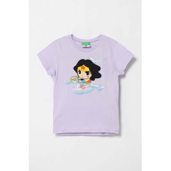 United Colors of Benetton tricou de bumbac pentru copii culoarea violet ieftin