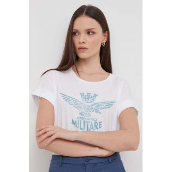 Aeronautica Militare tricou din bumbac femei, culoarea alb