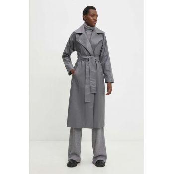 Answear Lab palton femei, culoarea gri, de tranzitie ieftin