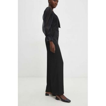 Answear Lab pantaloni femei, culoarea negru, lat, high waist