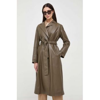 BOSS palton de piele femei, culoarea maro, de tranziție 50505512 de firma original
