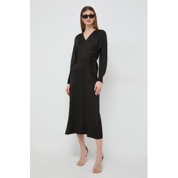 BOSS rochie culoarea negru, midi, evazati