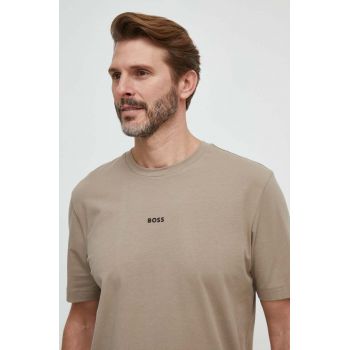 BOSS tricou BOSS ORANGE barbati, culoarea maro, neted, 50473278 de firma original