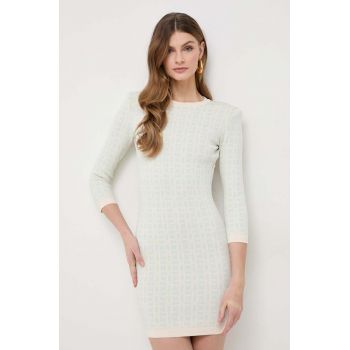 Elisabetta Franchi rochie culoarea bej, mini, mulata