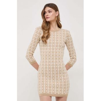 Elisabetta Franchi rochie culoarea bej, mini, mulata