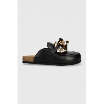 JW Anderson șlapi de piele Chain Loafer femei, culoarea negru, ANW35004E