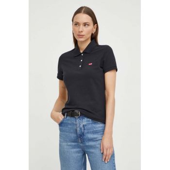 Levi's tricou polo femei, culoarea negru ieftin