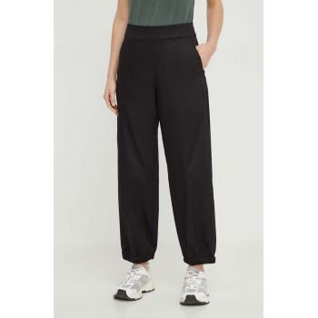Max Mara Leisure pantaloni de bumbac culoarea negru, lat, high waist