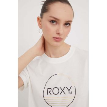 Roxy tricou din bumbac femei, culoarea alb ERJZT05698 ieftin