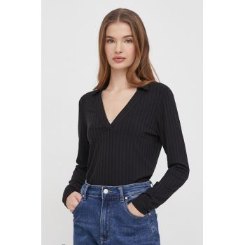 United Colors of Benetton longsleeve femei, culoarea negru