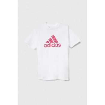 adidas tricou de bumbac pentru copii culoarea alb