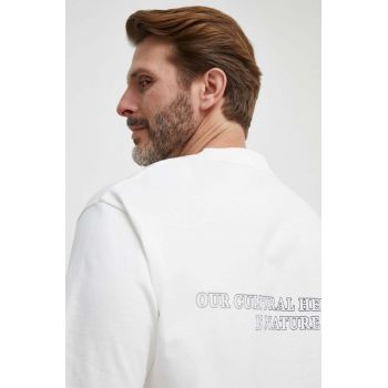 Marc O'Polo tricou din bumbac barbati, culoarea bej, cu imprimeu de firma original