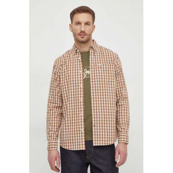 Pepe Jeans camasa din bumbac barbati, culoarea bej, cu guler button-down, regular