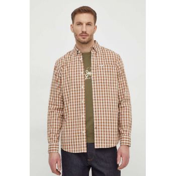 Pepe Jeans camasa din bumbac barbati, culoarea bej, cu guler button-down, regular ieftina