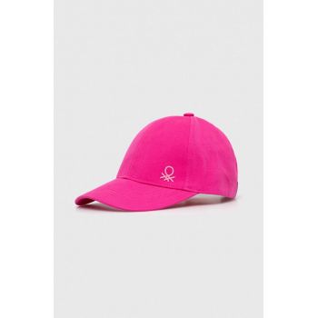 United Colors of Benetton șapcă din bumbac pentru copii culoarea roz, neted de firma originala