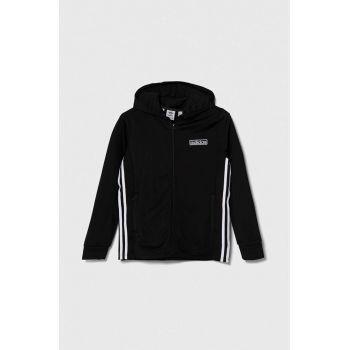 adidas Originals bluza copii culoarea negru, cu glugă, cu imprimeu