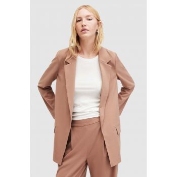 AllSaints sacou culoarea maro, desfacut, neted ieftin