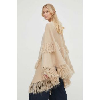 By Malene Birger poncho de lana culoarea bej