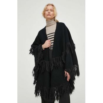 By Malene Birger poncho de lana culoarea negru