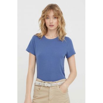 Hollister Co. tricou femei, culoarea albastru marin de firma original