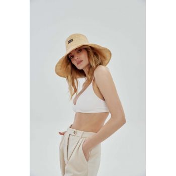 LE SH KA headwear palarie Large Bucket Hat culoarea bej de firma originala