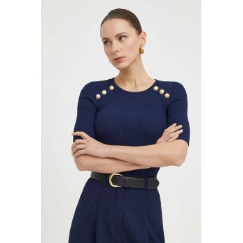 Luisa Spagnoli bluza culoarea albastru marin, neted de firma originala