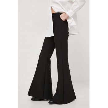 MAX&Co. pantaloni femei, culoarea negru, evazati, high waist