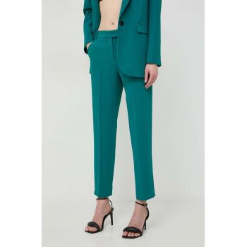 MAX&Co. pantaloni femei, culoarea verde, drept, high waist