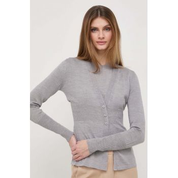 Max Mara Leisure tricou și cardigan de lână culoarea gri, light 2416380000000 de firma original