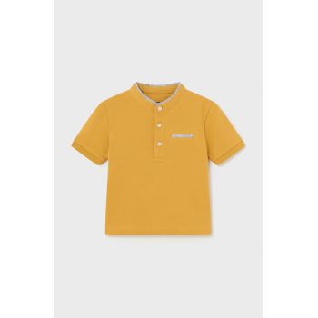 Mayoral tricou polo pentru copii culoarea galben, neted