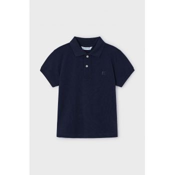 Mayoral tricouri polo din bumbac pentru copii culoarea albastru marin, neted