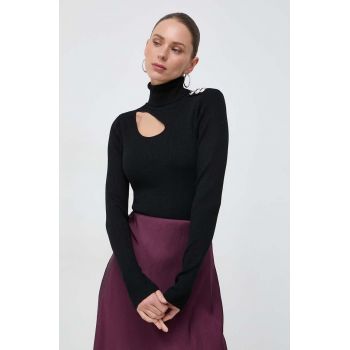 Morgan pulover femei, culoarea negru, cu guler