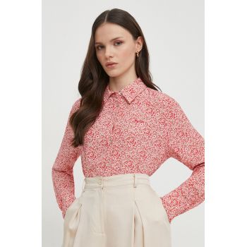 Pepe Jeans camasa BECCA femei, culoarea rosu, cu guler clasic, regular de firma originala