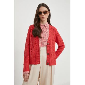 Pepe Jeans cardigan GRACE femei, culoarea rosu, light ieftin