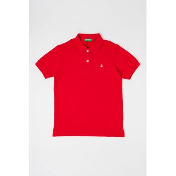 Tricou polo din bumbac pique cu logo