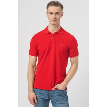 Tricou polo regular fit cu aspect pique