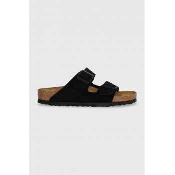 Birkenstock papuci din piele Arizona femei, culoarea negru, 1027164