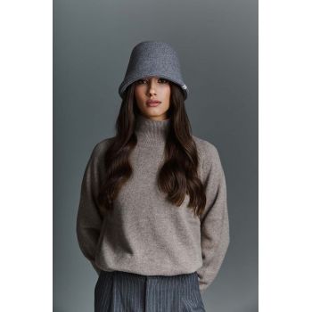 LE SH KA headwear pălărie de cașmir Grey Bucket culoarea gri, de lana de firma originala